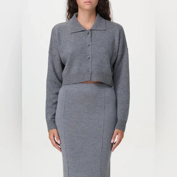 Pinko women's cashmere and wool blend cardigan +satin size small